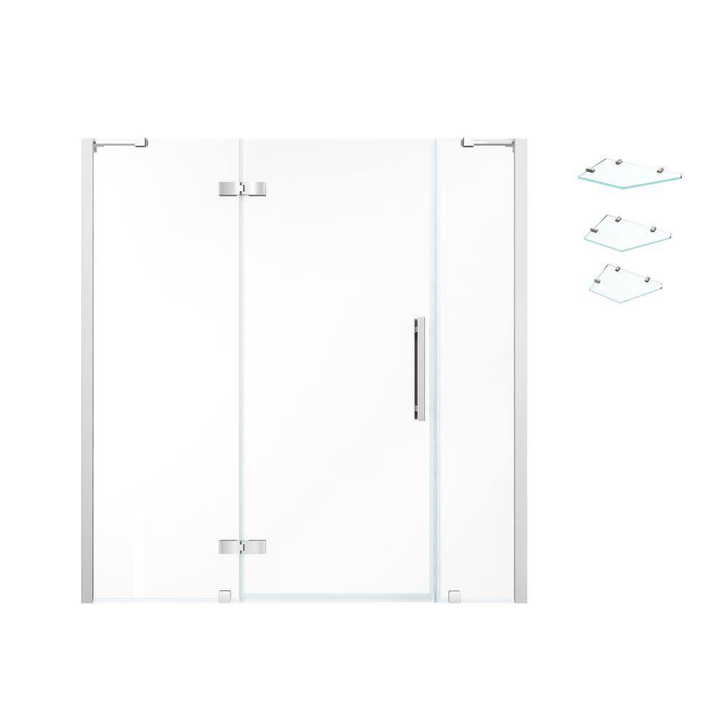 Endless Tampa 72" W x 72" H Alcove Frameless Shower Kit, Door, 2 Panel, Shelves