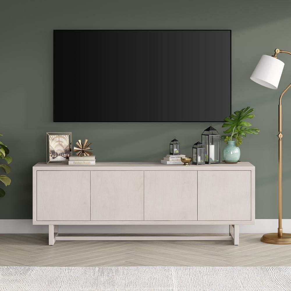 Evelyn&Zoe Cutler Rectangular TV Stand for TV's up to 75", Alder White