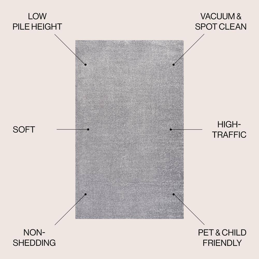 10' X 14' Rectangle Haze Solid Low-Pile Area Rug , Gray - JONATHAN Y