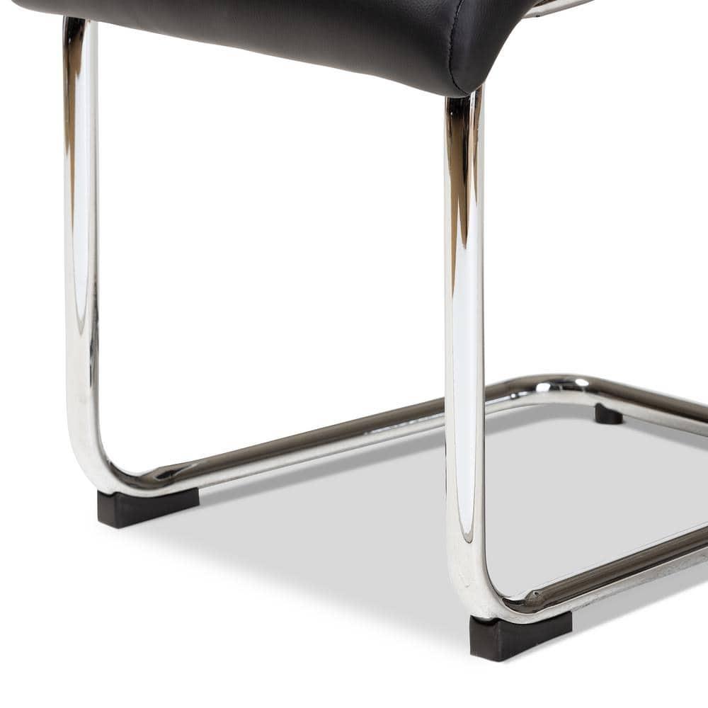 Set of 4 Marlys Modern Dining Chairs Black - Baxton Studio: Faux Leather, Chrome Legs, Mid-Century