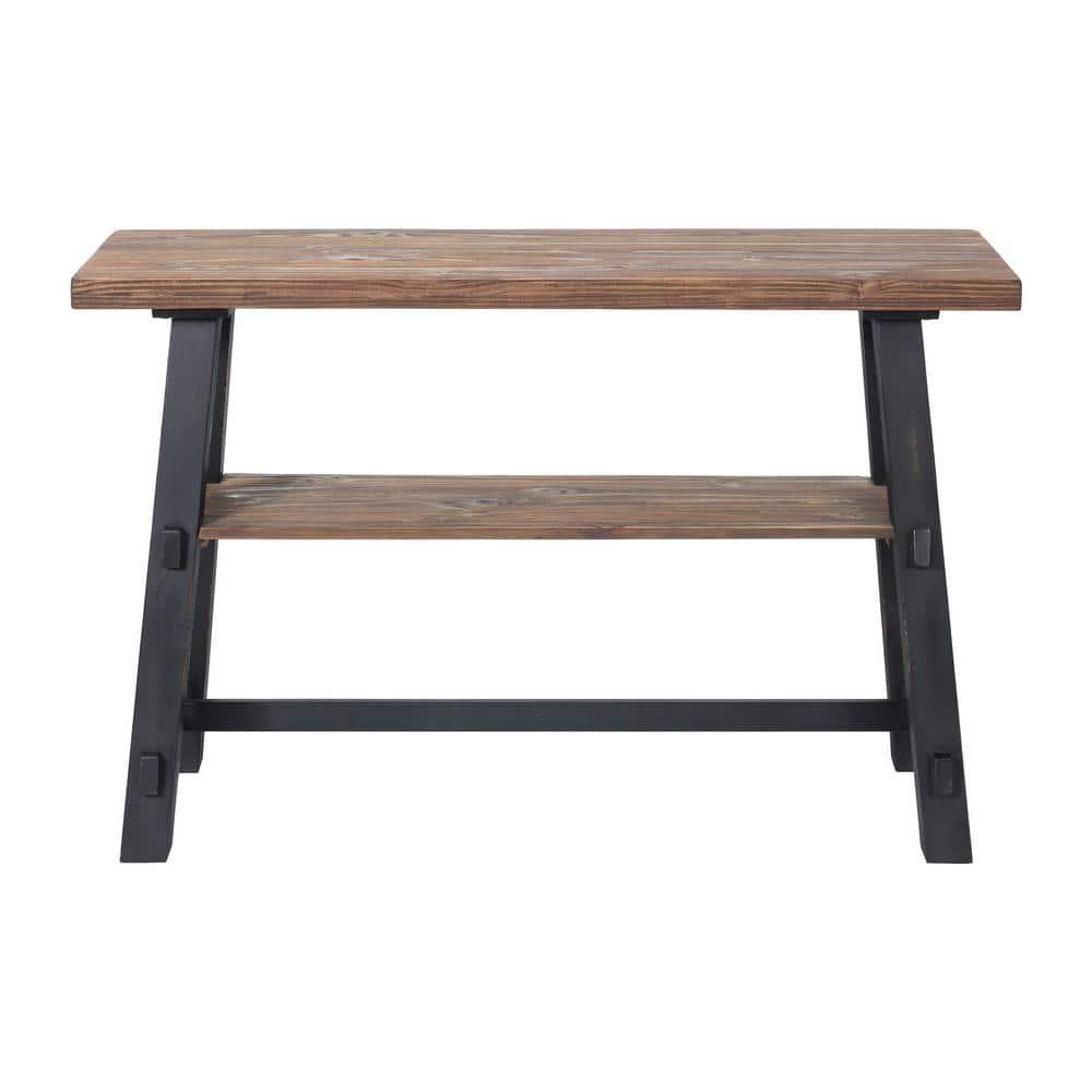 48" Odin Solid Wood Console Table with Shelf Black - Alaterre Furniture: Mid-Century Style, Pine Frame, Easy to Assemble