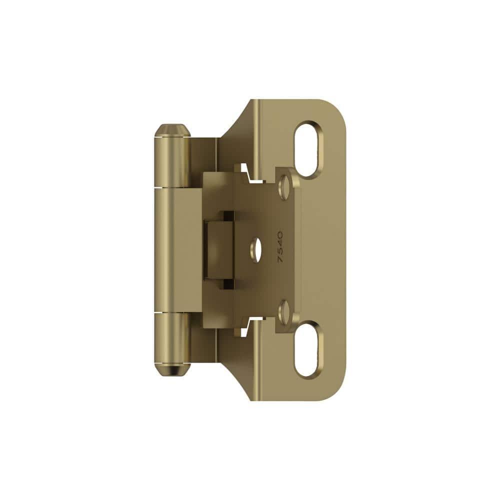 Golden Champagne 1/4 in (6 mm) Overlay Self Closing, Partial Wrap Cabinet Hinge (2-Pack)