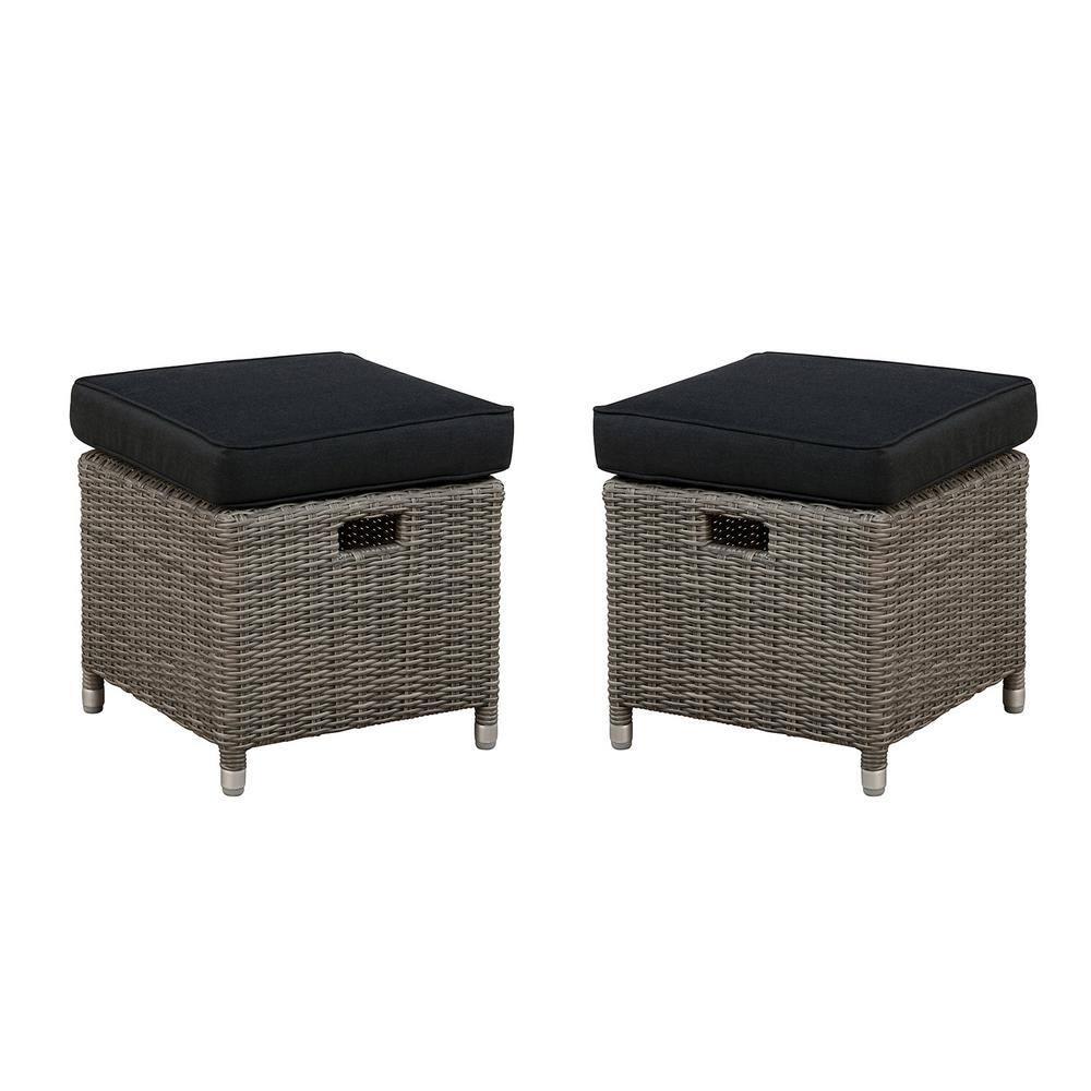 Monaco 3pc Set with 2 Seat Reclining Bench & 2 Ottomans - Gray - Alaterre Furniture: All-Weather Wicker, Aluminum Frame