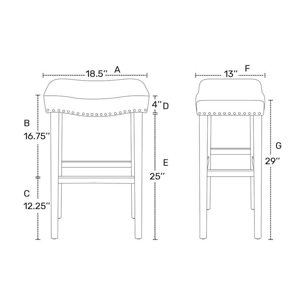 Polytrends Jameson Upholstered Polyester 29" Bar Stool with Cherry Legs - (Set of 2) Cherry/Gray