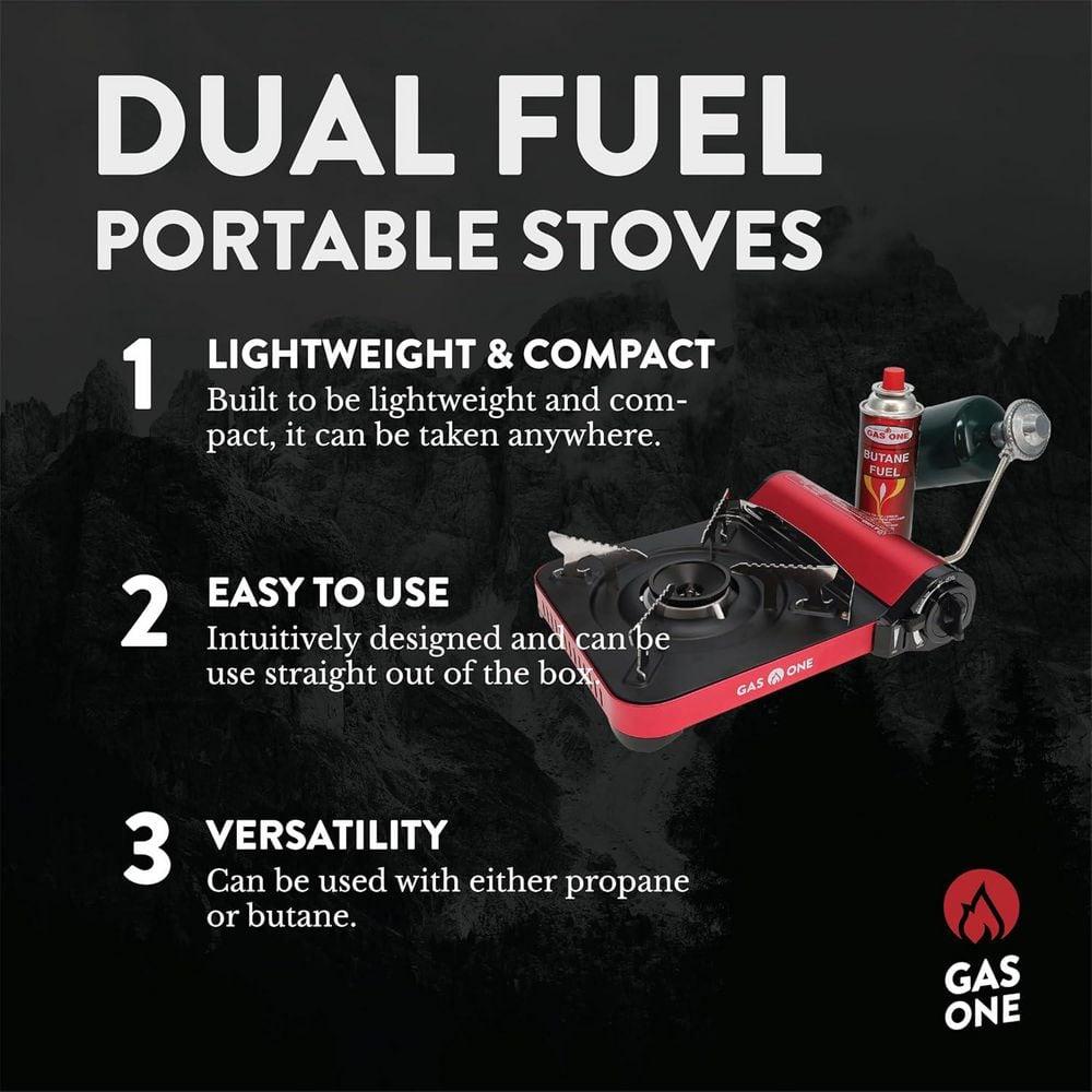 GasOne 12,000 BTU Propane or Butane Stove GS-3100P Portable Dual Fuel Camping Stove Burner