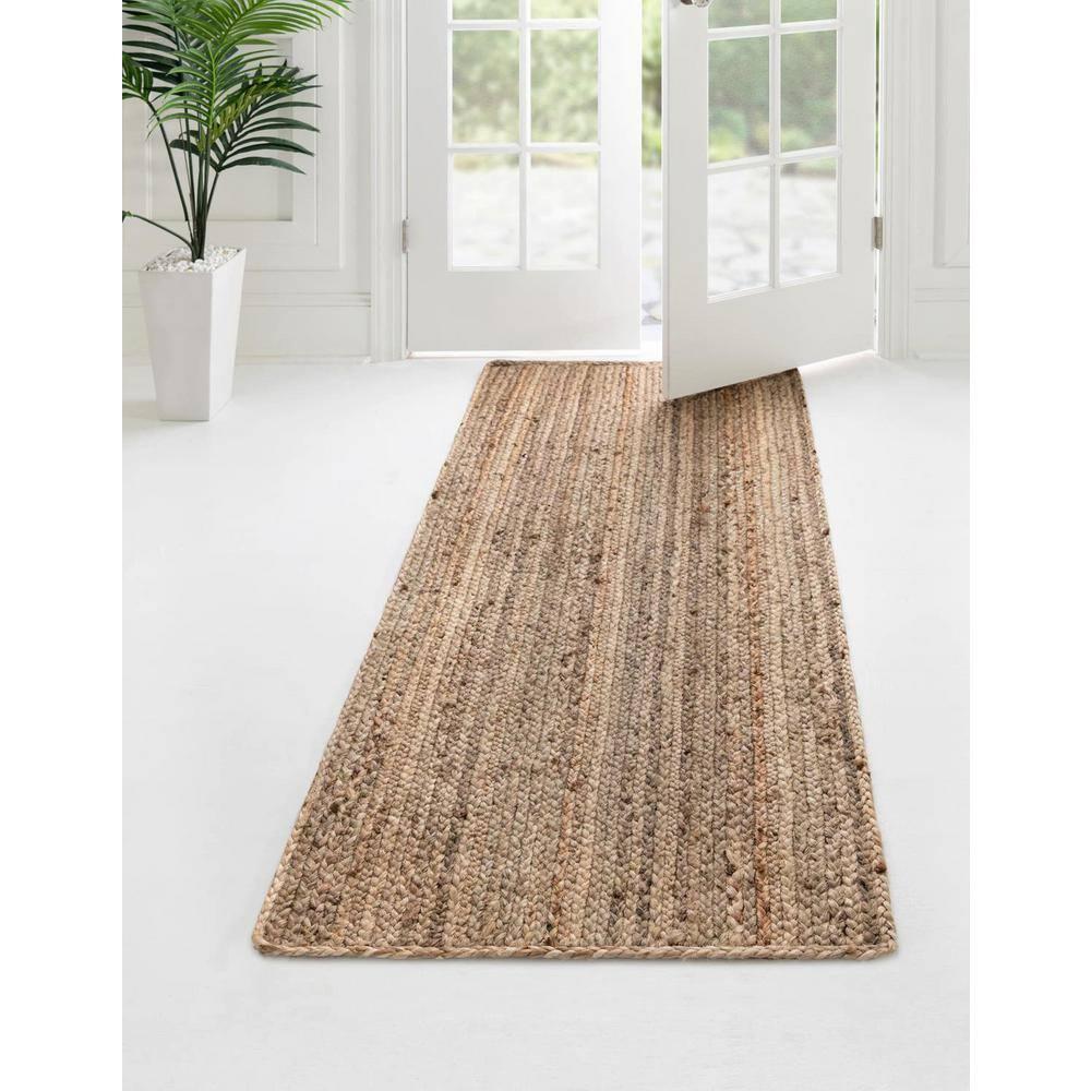 Unique Loom 2'6"x6' Braided Jute Dhaka Natural Indoor Area Rug