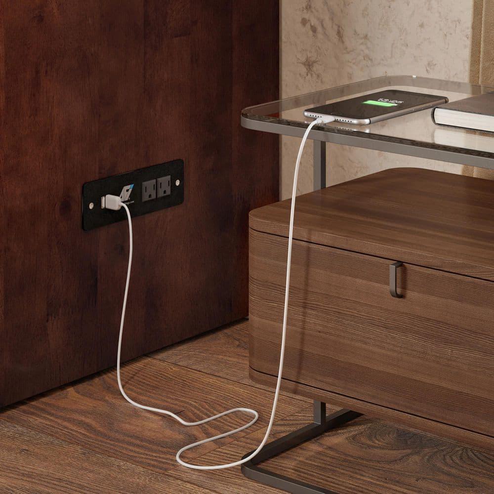 Full Deerfield Murphy Bed Chest with Charger Walnut - AFI: Bedroom Furniture, No Box Spring Needed