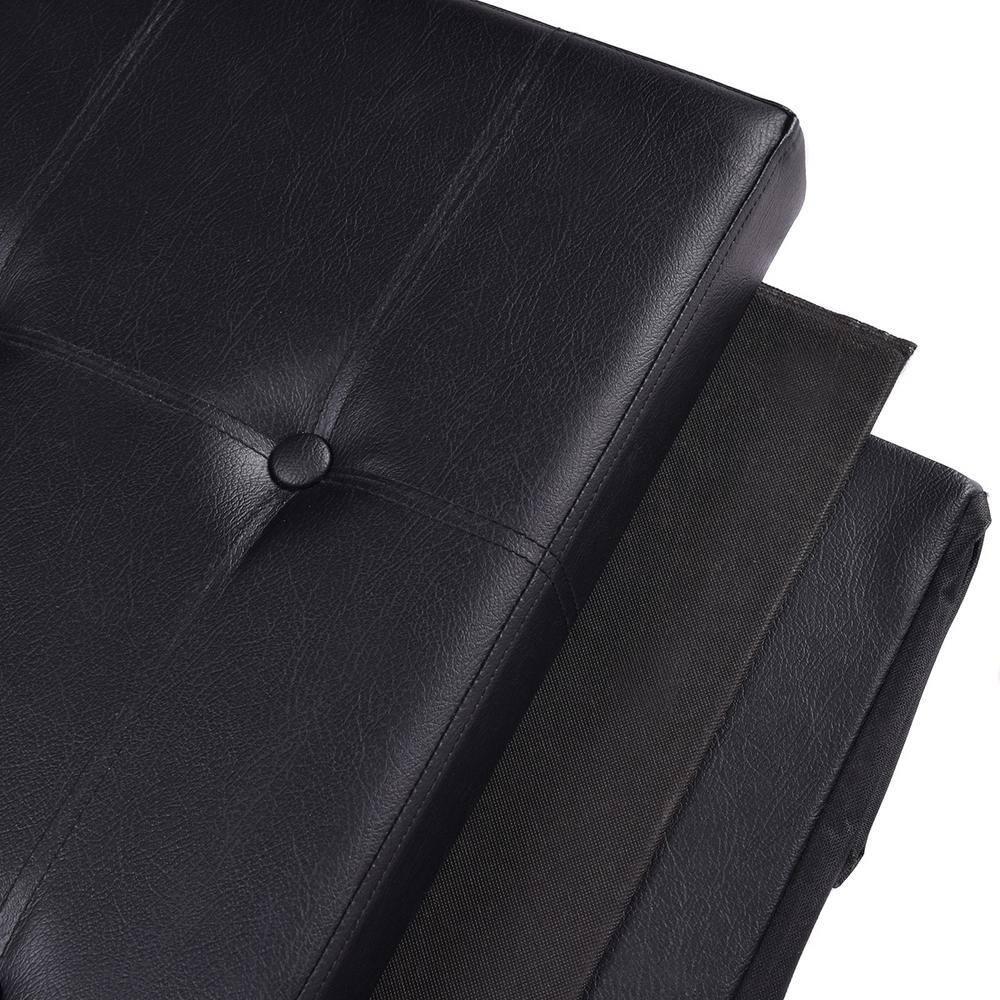 Costway 45''x15''x15'' Large Folding Storage Faux Leather Ottoman Pouffe Box Stool Black