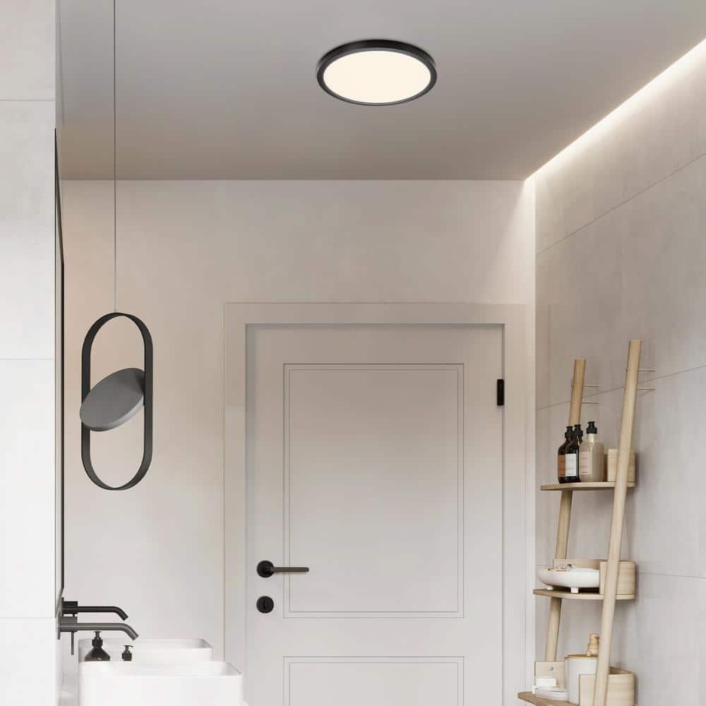 Maxxima 12 in. LED Flush Mount Ceiling Light, 5 CCT Round Panel Light