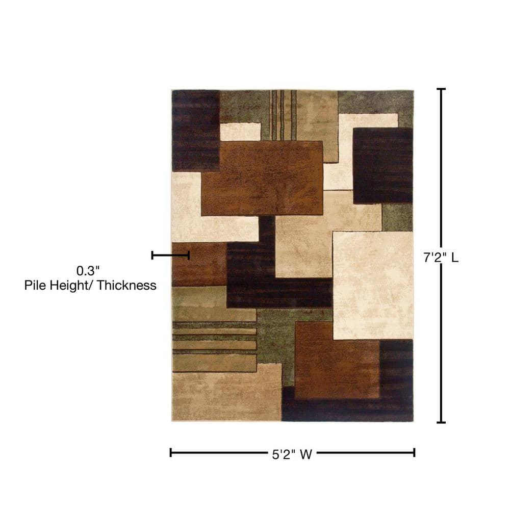 Home Dynamix Mason Contemporary Geometric Area Rug, Brown/Green, 5'2"x7'2"