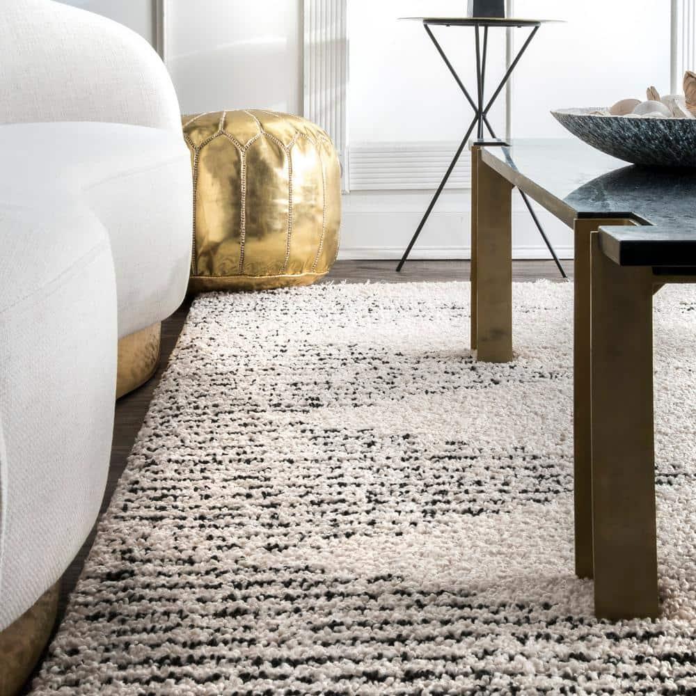 Nuloom Bria Trellis 2x6 Runner Shag Indoor Area Rug for Living Room Bedroom Dining Room Nursery Entryway Hallway, Off White/Charcoal