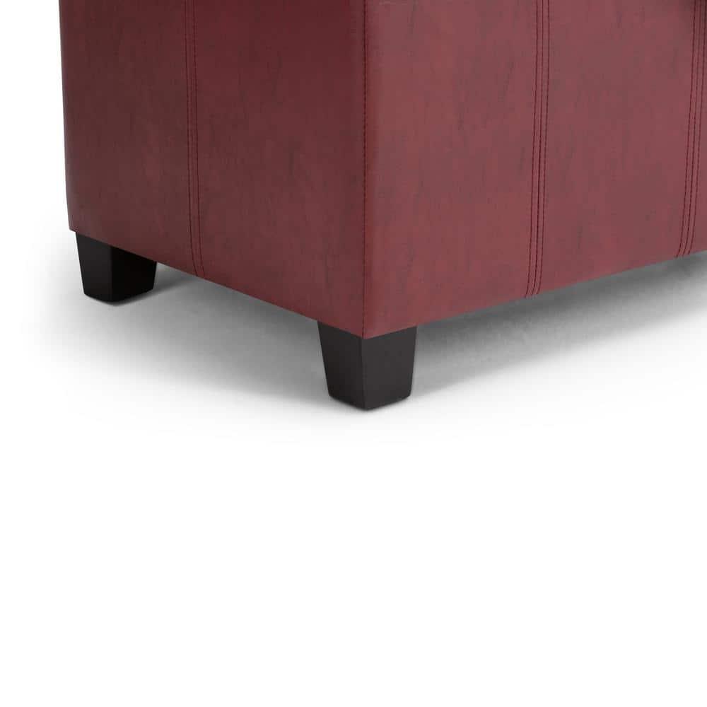 NicBex Faux Leather Storage Ottoman Bench,Upholstered Storage Ottoman with Stitched Design,Modern Storage Bench for Living Room,Bedroom,Red