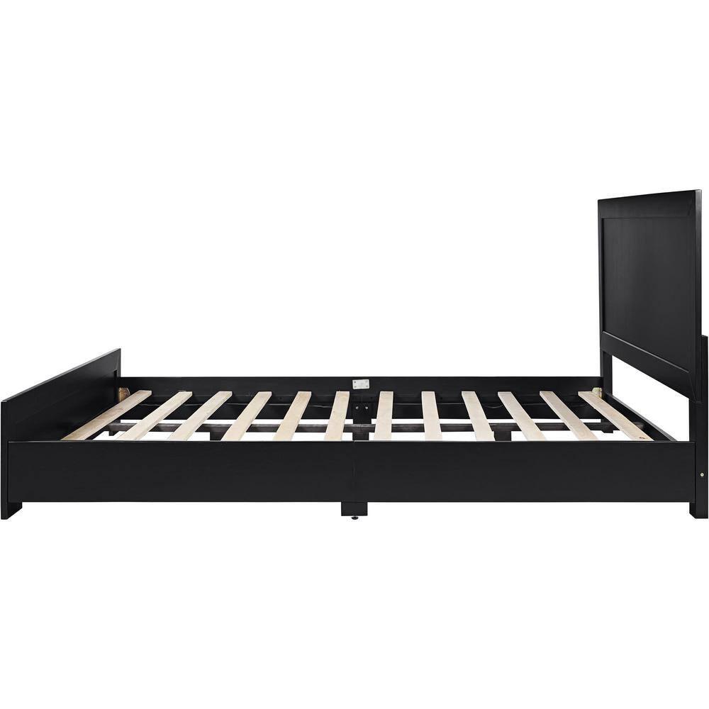 Camden Isle Trent Platform Bed | Paneled Headboard and Footboard | Full, Black