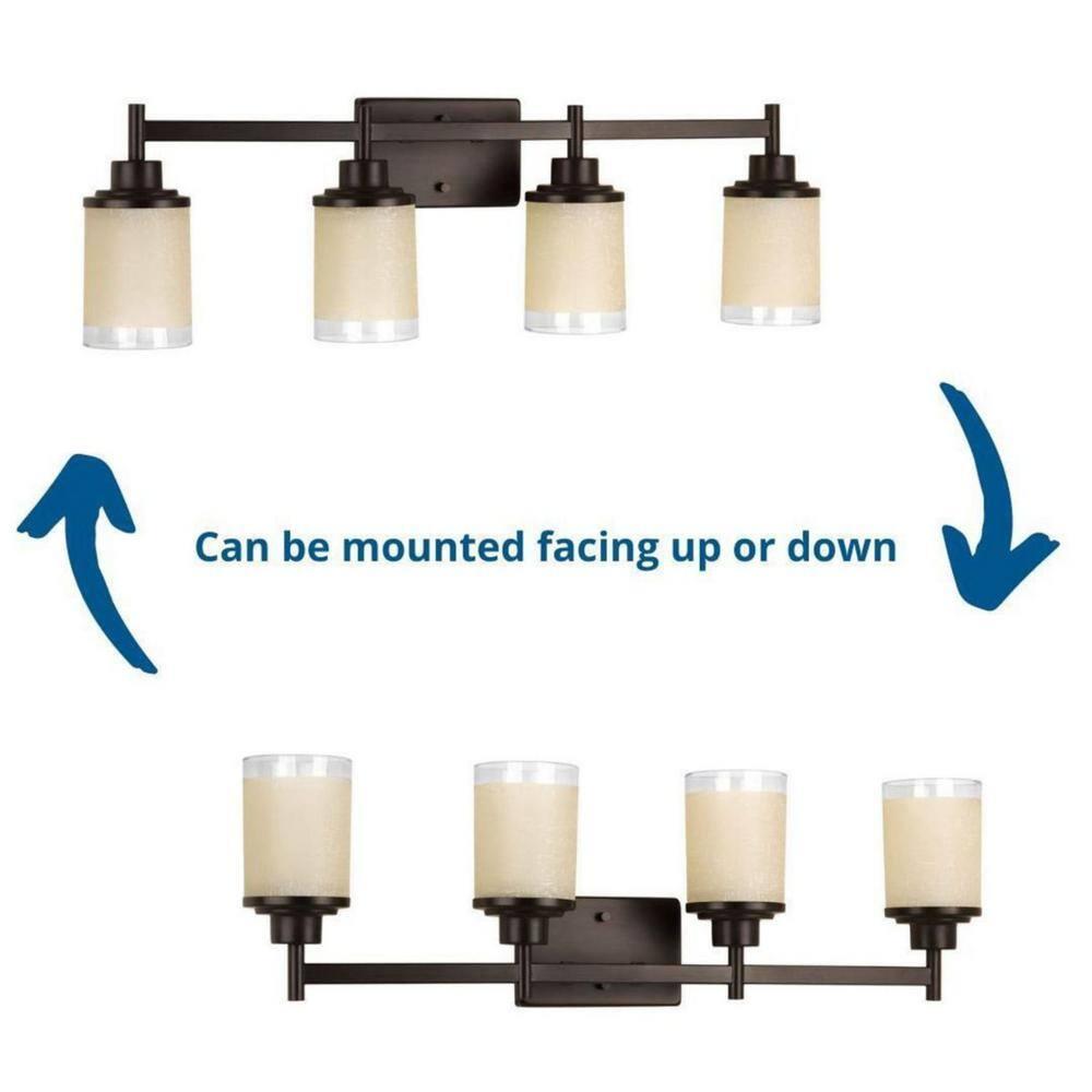 Progress Lighting Alexa Collection 4-Light Bath Fixture, Antique Bronze, White Linen Glass Shade