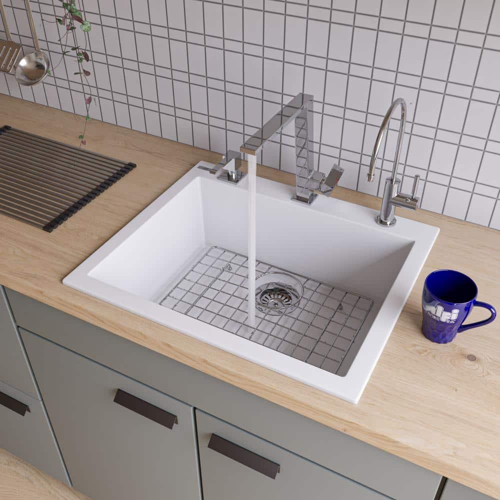 23.63'' L Drop-In Single Bowl Granite Kitchen Sink