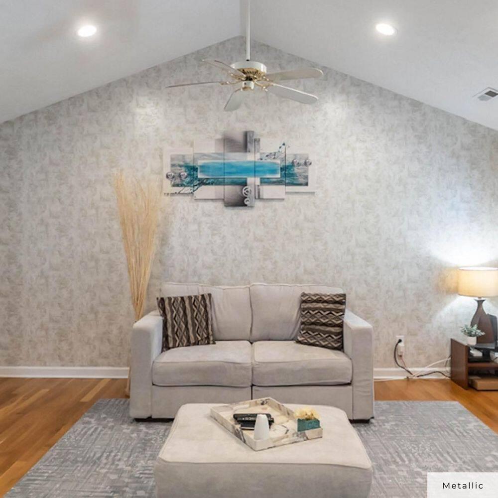 Tempaper & Co. Distressed Gold Removable Peel and Stick Wallpaper, Pearl Leaf, 28 sq ft