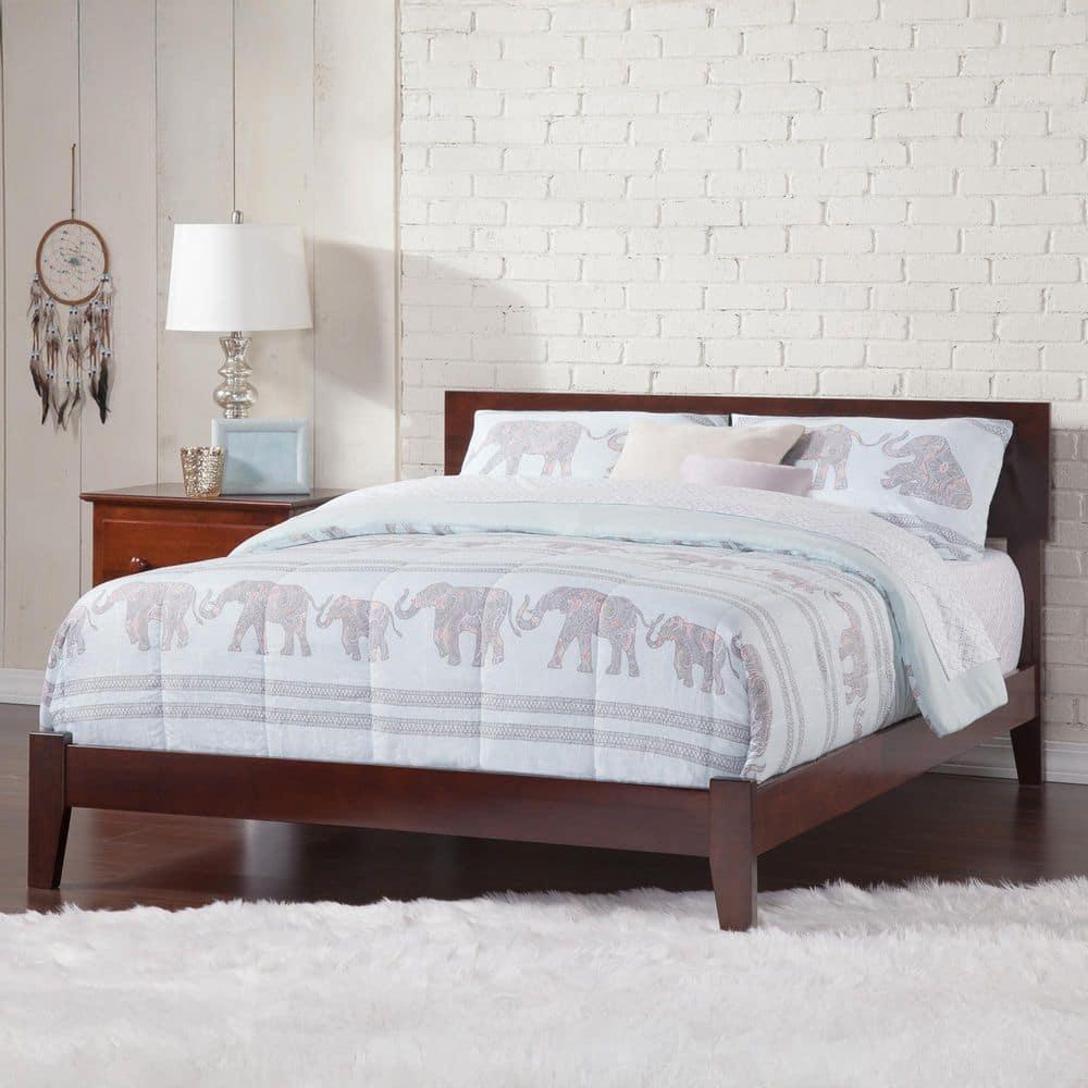 AFI Furnishings Orlando King Traditional Bed with Open Footboard and Turbo Charger in Walnut