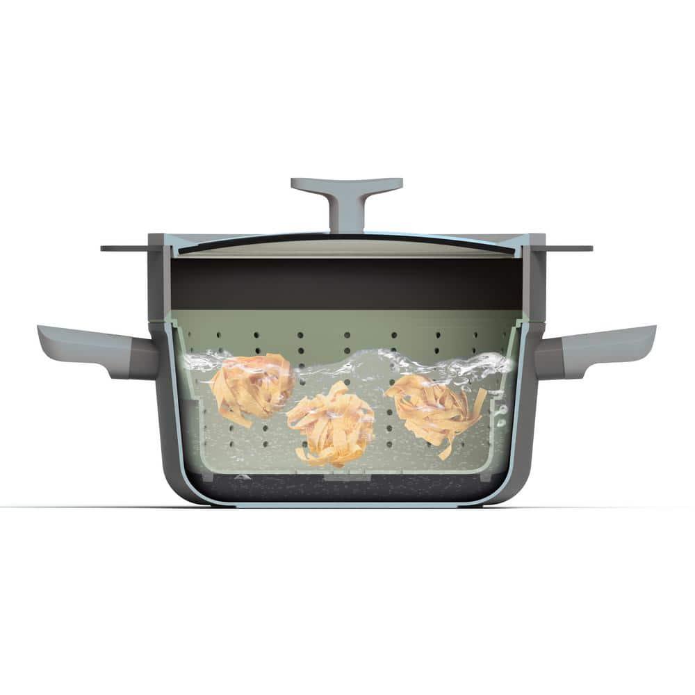 BergHOFF Balance Non-stick Silicone Collapsible Steamer Basket & Strainer 10", Recycled Material, Sage