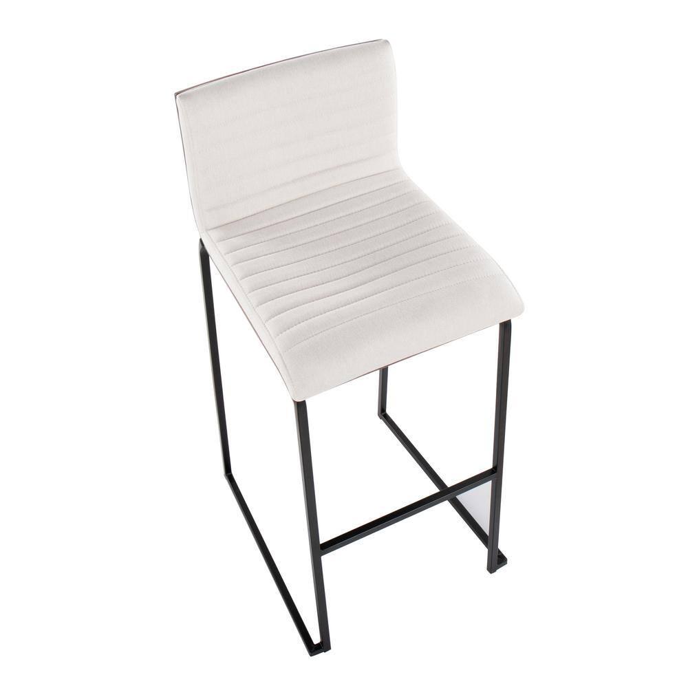 Set of 2 Mason Mara Barstools Black/Walnut/Cream - LumiSource: Fixed-Height, Tufted Seat, Wood Back