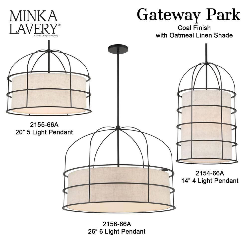 2155-695-Minka Lavery-Gateway Park - 5 Light Convertible Pendant-15 Inches Tall and 20 Inches Wide-Soft Brass Finish