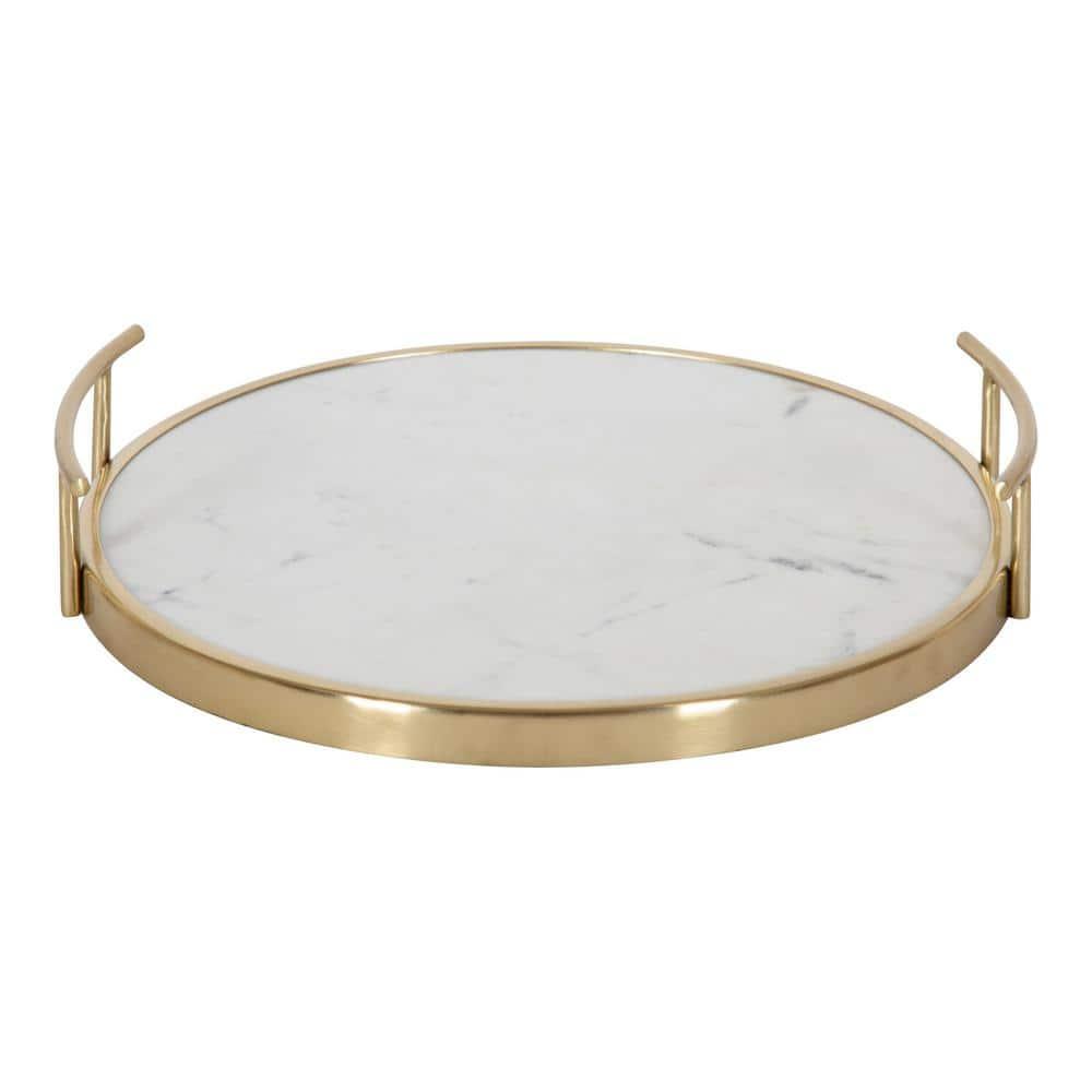 Kate and Laurel Marbury Tray, 14" Diameter, Gold