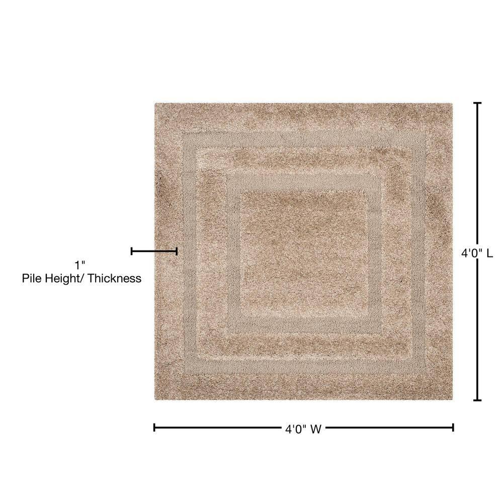 Florida Shag SG454 Power Loomed Indoor Area Rug - Beige/Beige - 4'x4' - Safavieh.