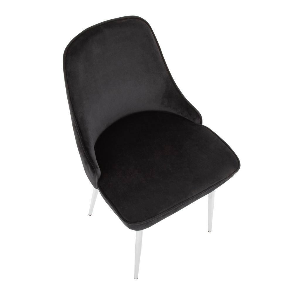 LumiSource Set of 2 Marcel Dining Chairs Black/Chrome: Velvet Upholstery, Metal Legs, No Assembly Required