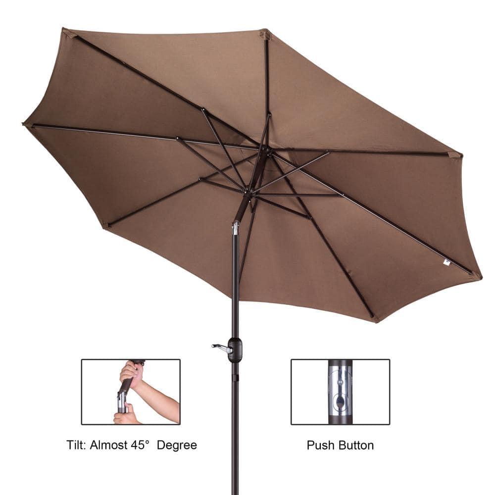 WestinTrends 9 Ft Outdoor Patio Market Table Umbrella with Tilt and Crank, Coffee