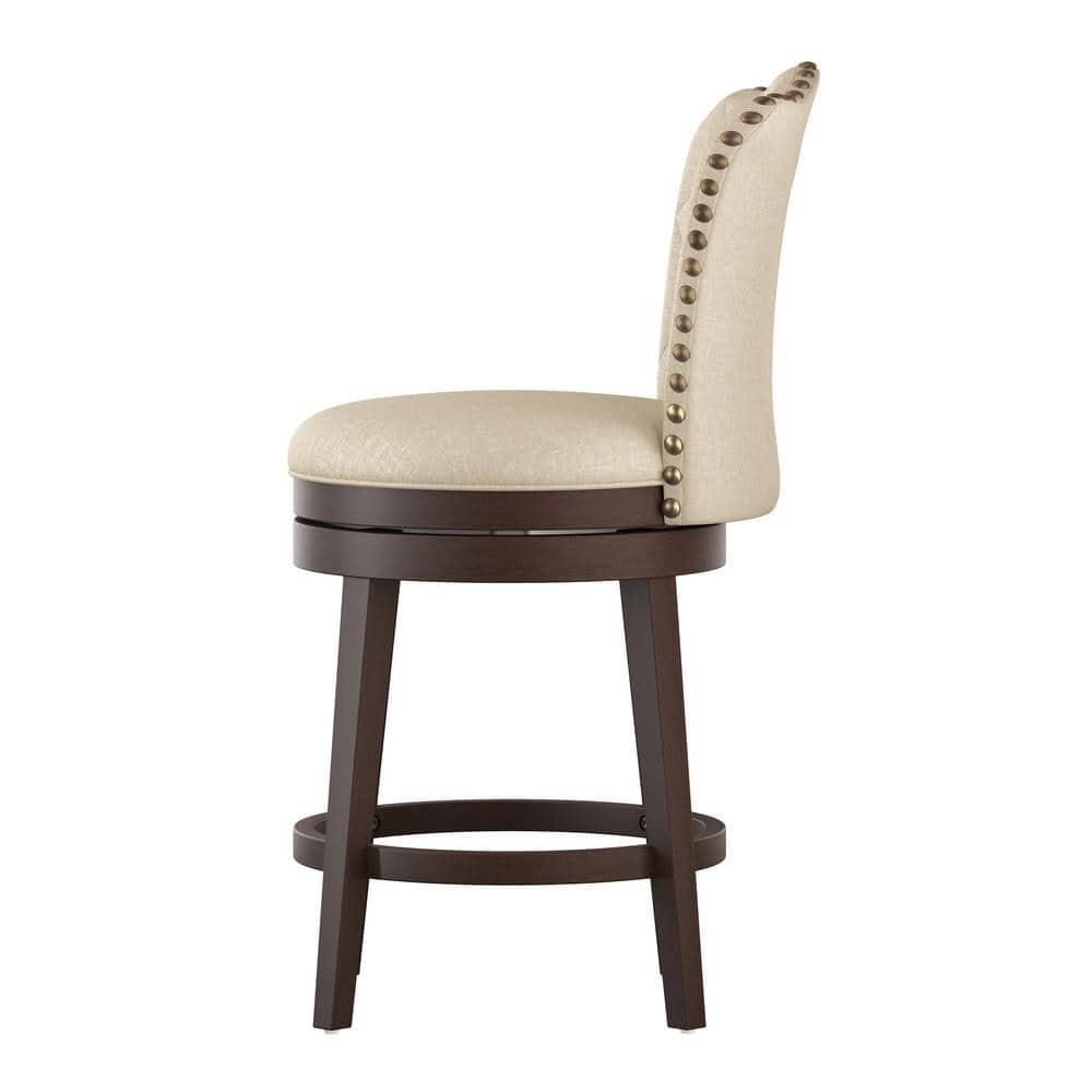 Hillsdale Furniture Edenwood Swivel Counter Height Barstool Cream: Matte Finish, Upholstered, Wood Legs