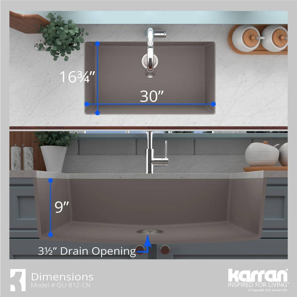Karran Quartz 32-1/4'' X 19-1/4'' Large Single Bowl Undermount Kitchen Sink