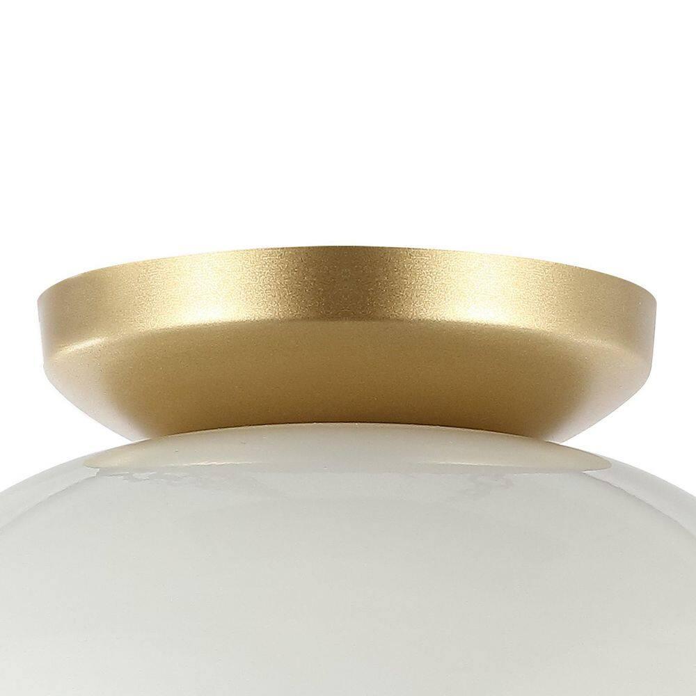 Paulina 8.5" 1-Light Classic Industrial Iron LED Flush Mount, White/Gold Painting
