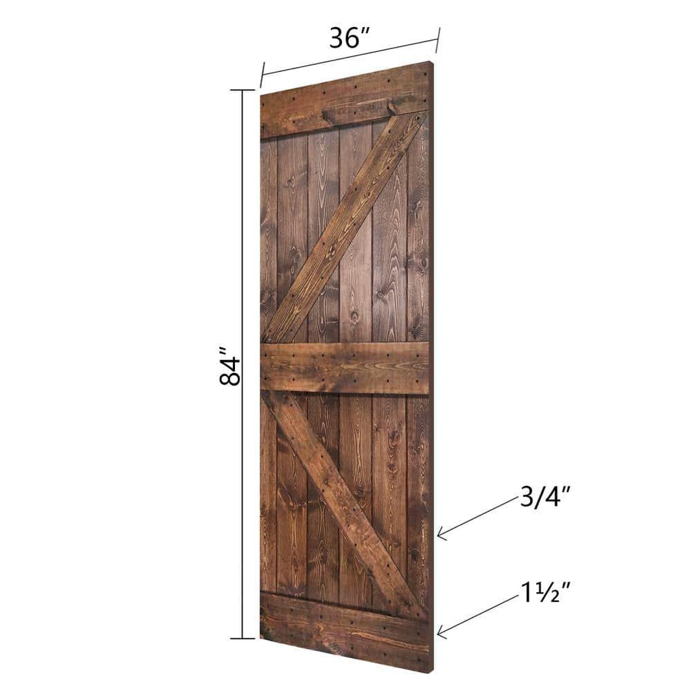 IsLife K Style Solid Core Wood Double Sliding Barn Door with Hardware Kit -Assembly Needed (Set of 2)