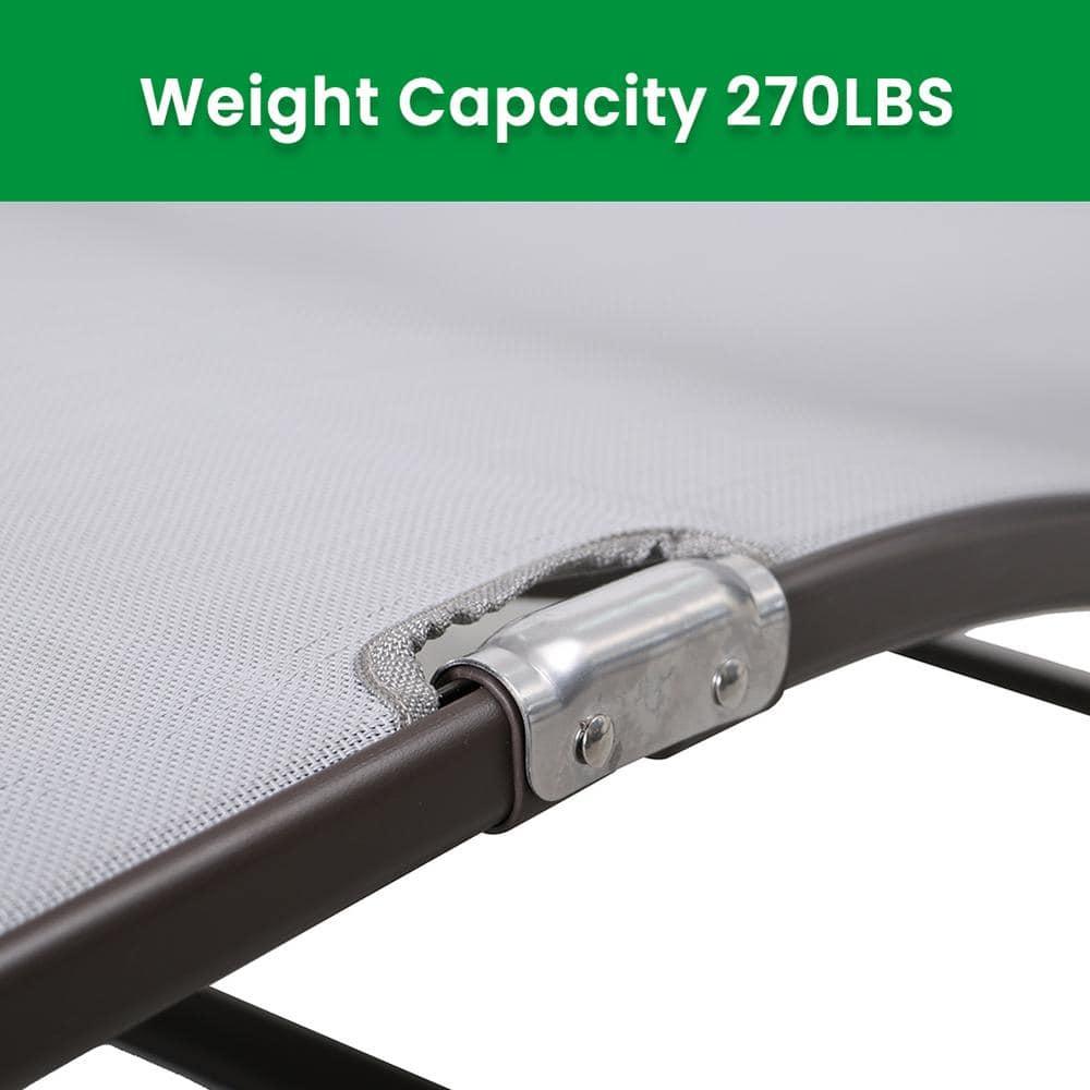 2pc Outdoor Aluminum Adjustable Chaise Lounges - Light Gray - Crestlive Products
