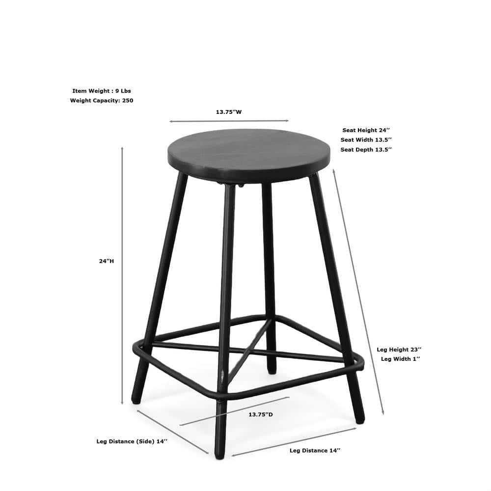 Carolina Living Set of 2 24" Inez Counter Height Barstools Whitewash: Industrial Design, Iron Frame