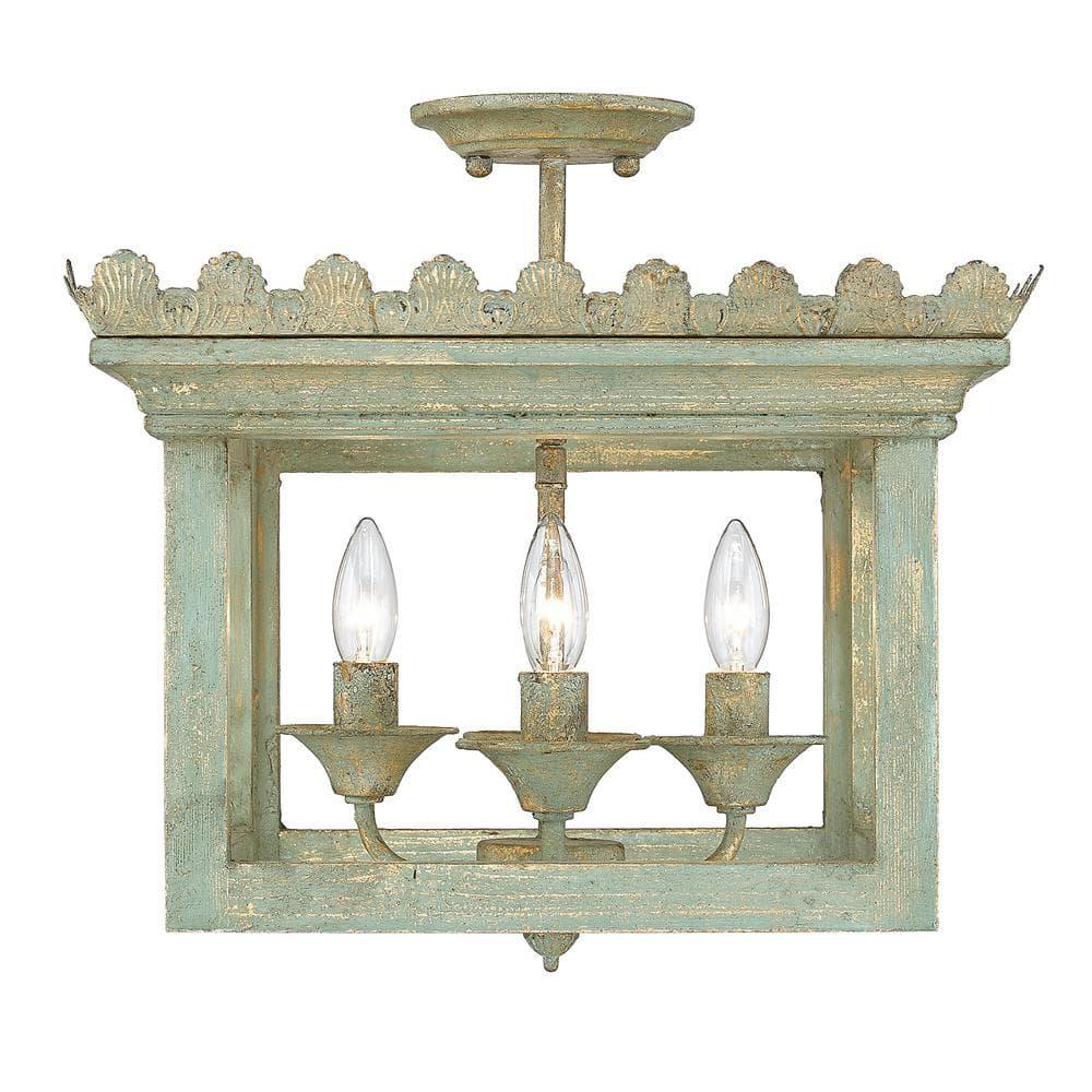 Golden Lighting Finley 4-Light Semi-Flush in Vintage Sage