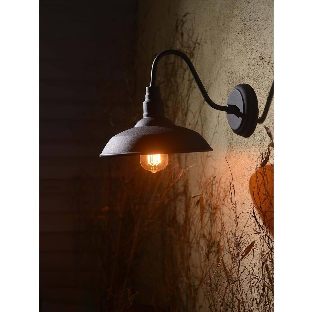 Barnes 10 in. Black Outdoor Hardwired Lantern Sconce