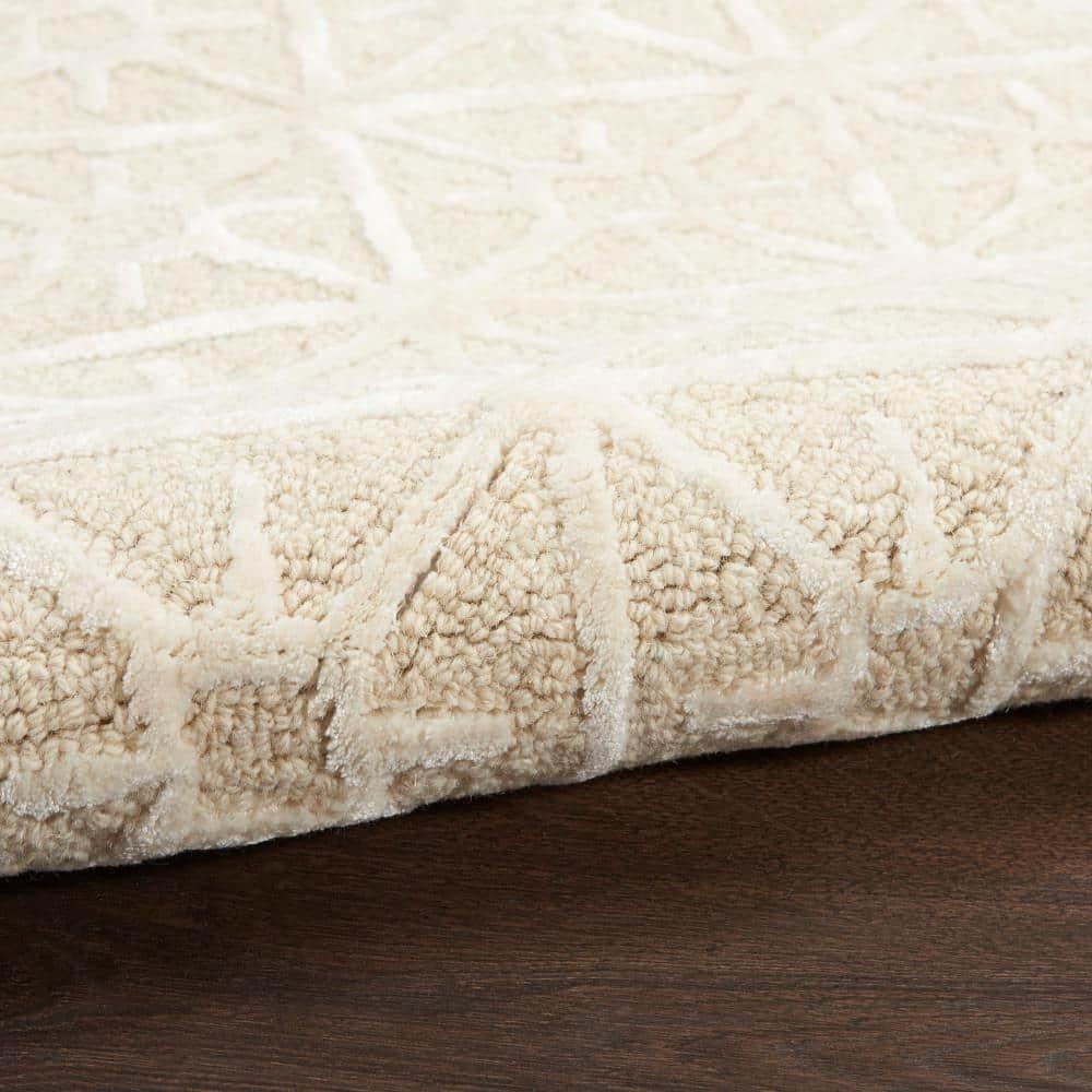 Geometric Handmade Tufted Ivory Area Rug