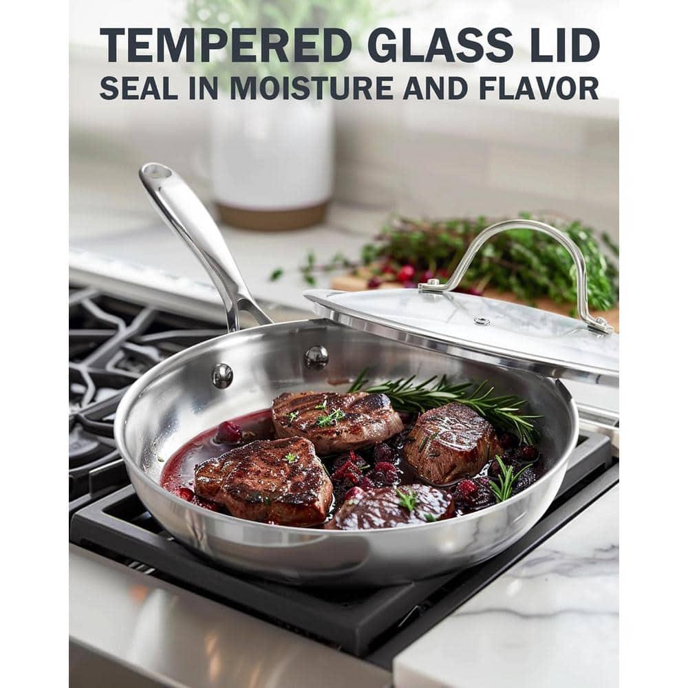 Cooks Standard Cooks Standard Stainless Steel Frying Pan With Lid, 12-inch Multi-ply Clad Wok Stir Fry Pan, Kitchen Skillet, Silver