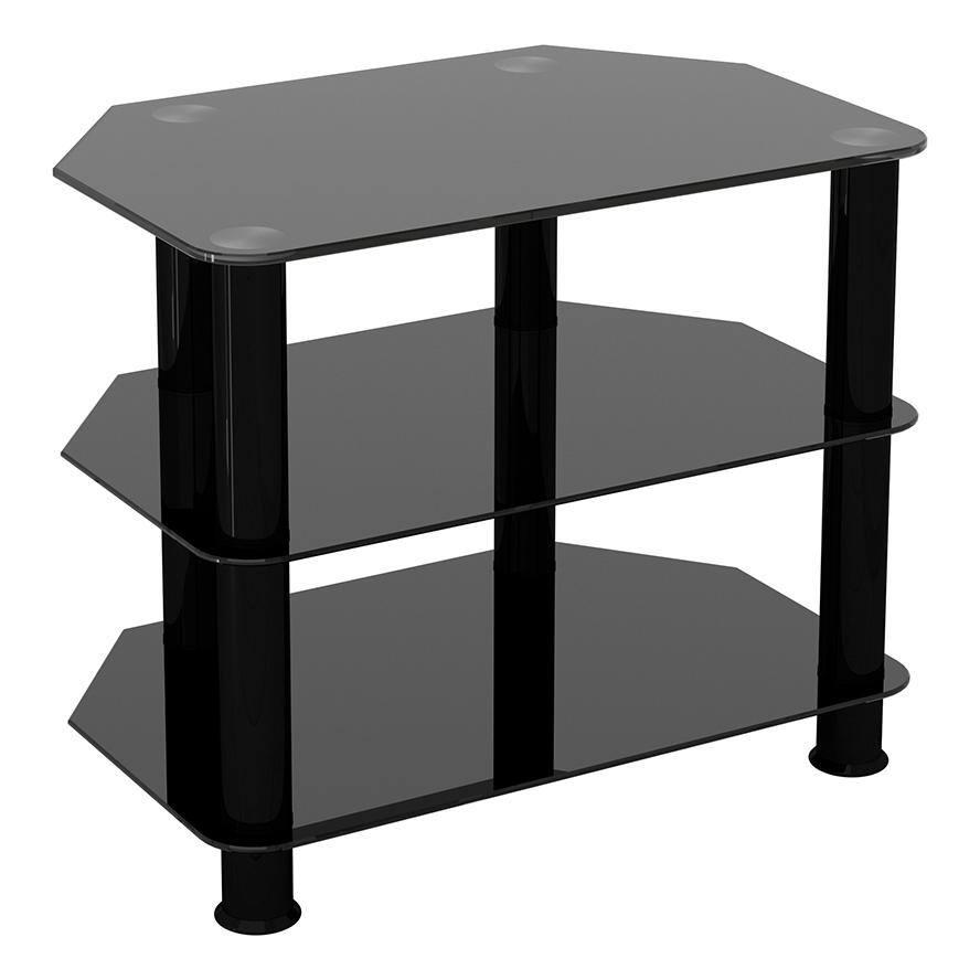 SDC600BB-A TV Stand for up to 32-inch TVs, Black Glass, Black Legs