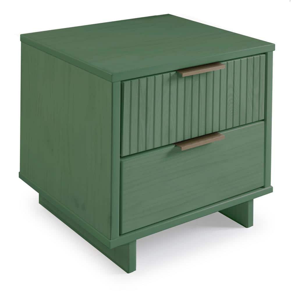 Granville Modern 2 Drawer Nightstand Sage Green - Manhattan Comfort: Soft Close, Full Extension Storage