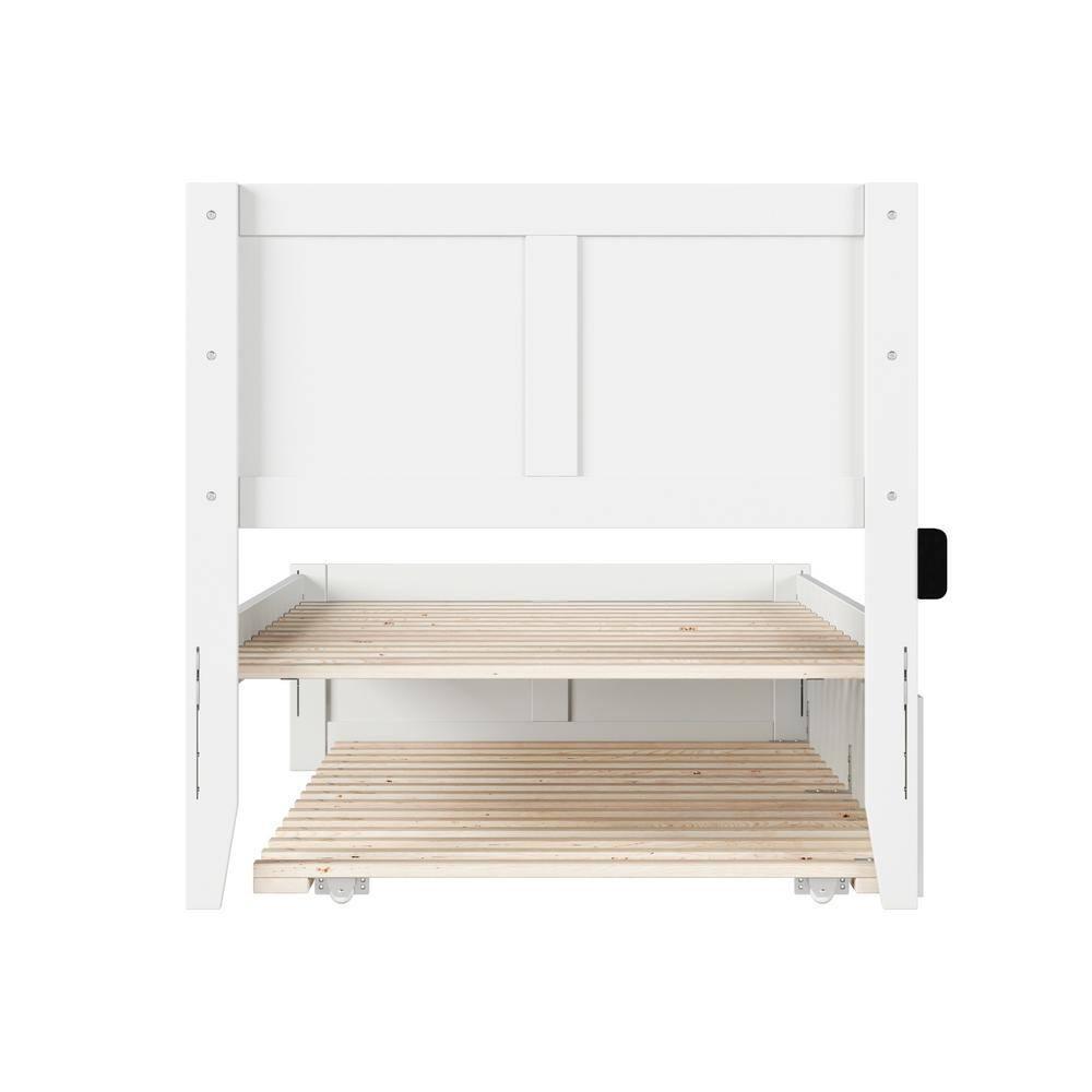 AFI Canyon White Solid Wood Platform Bed with Matching Footboard & Twin XL Trundle, Twin XL