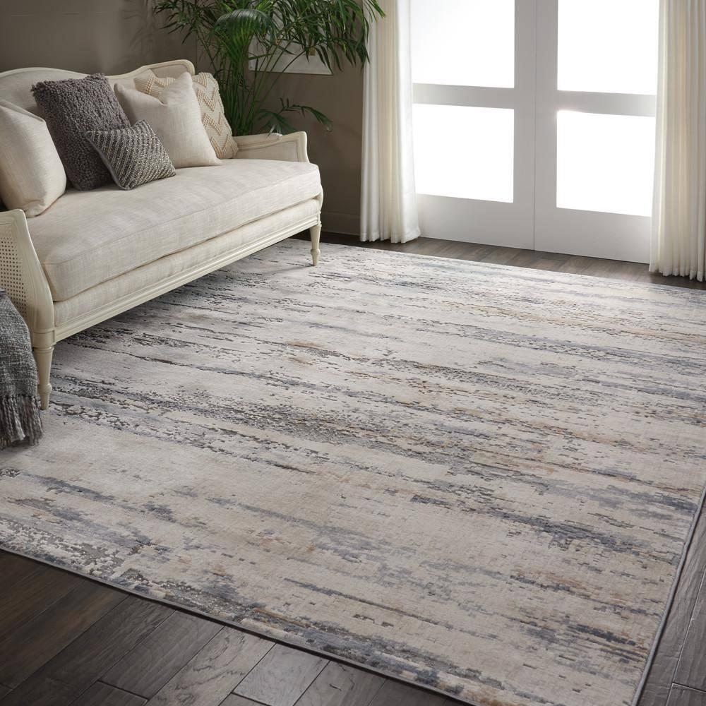Rustic Textures Beige/Grey 8 ft. x 11 ft. Abstract Contemporary Area Rug