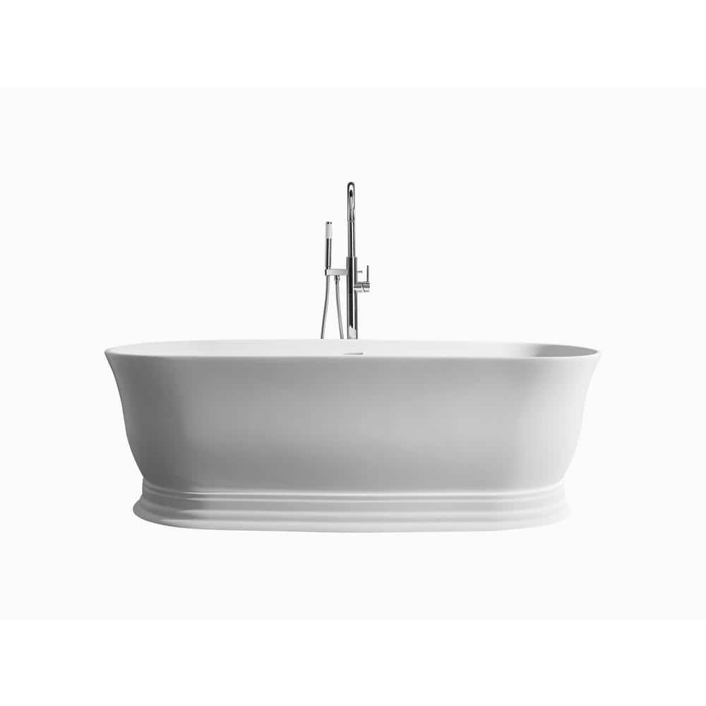 Ancerre Designs Heritage 70.9'' x 31.5'' Freestanding Soaking Solid Surface Bathtub FSBT-SS-HERITAGE-71-MW