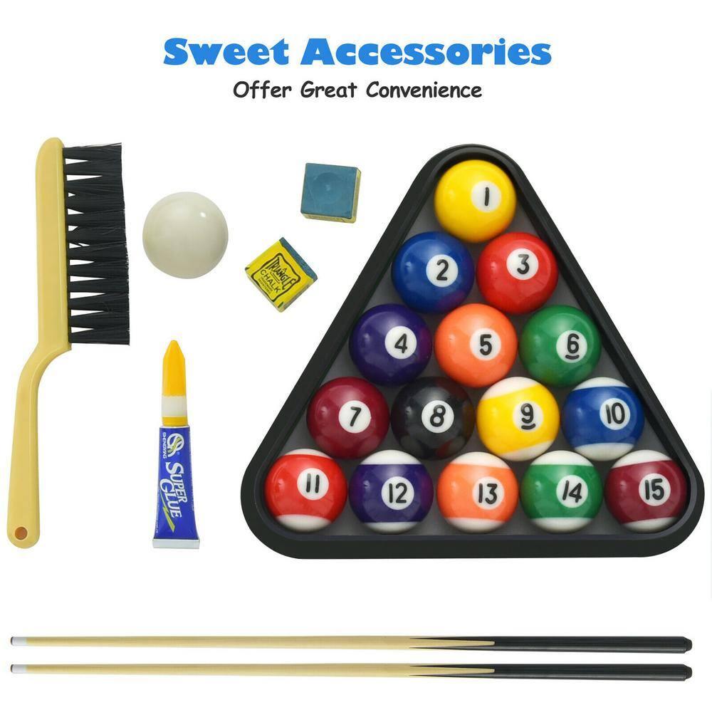 Costway 47" Folding Billiard Table Pool Game Table for Kids w/ Cues & Chalk & Brush