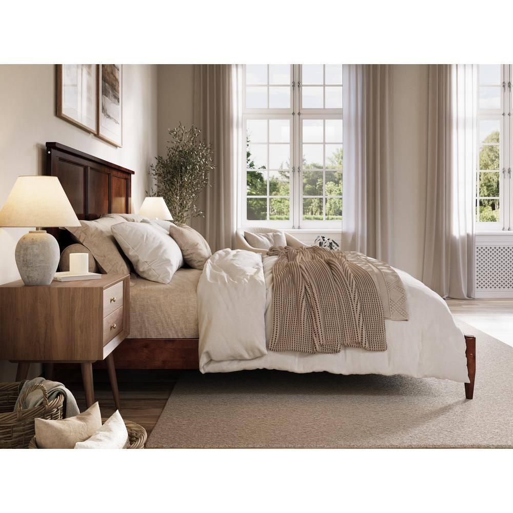 AFI Charlotte King Solid Wood Low Profile Platform Bed, Walnut