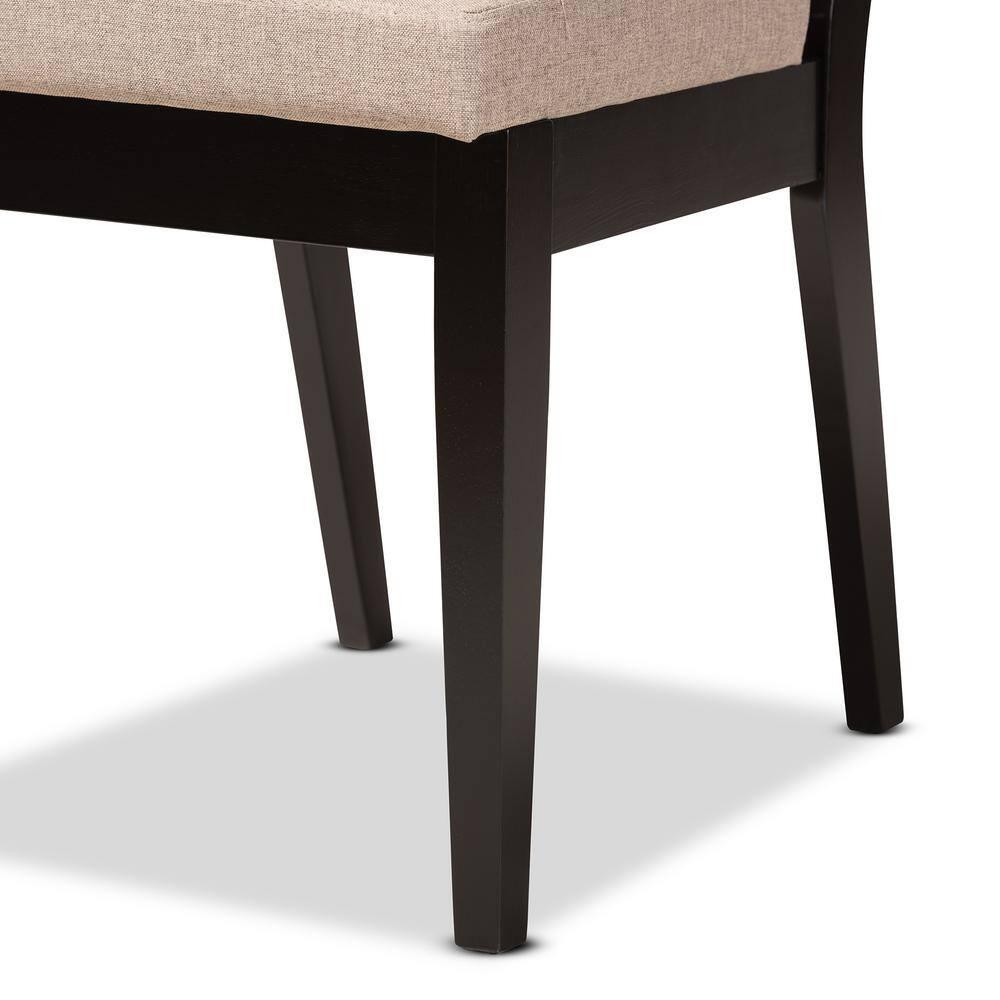 2pc Octavia Wood Dining Chair Set Sand/Dark Brown - Baxton Studio