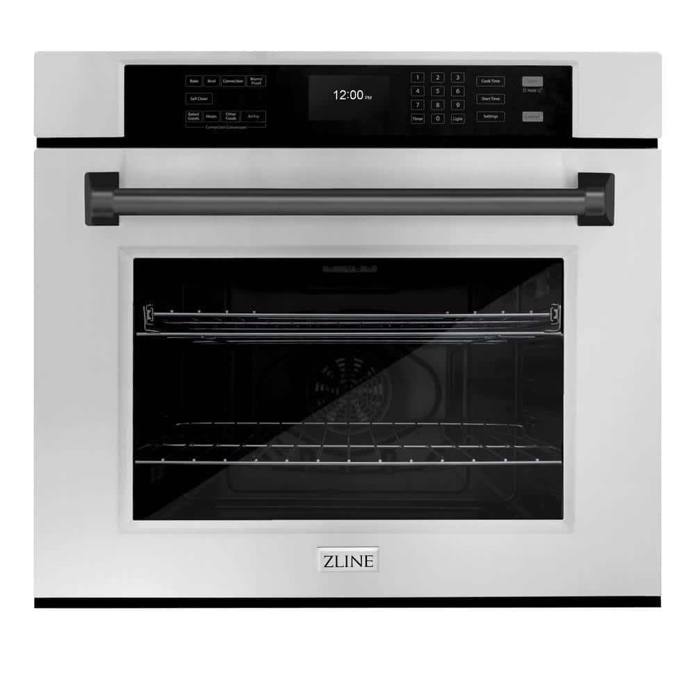 30-inch Stainless Steel Single Wall Oven with Matte Black Handle