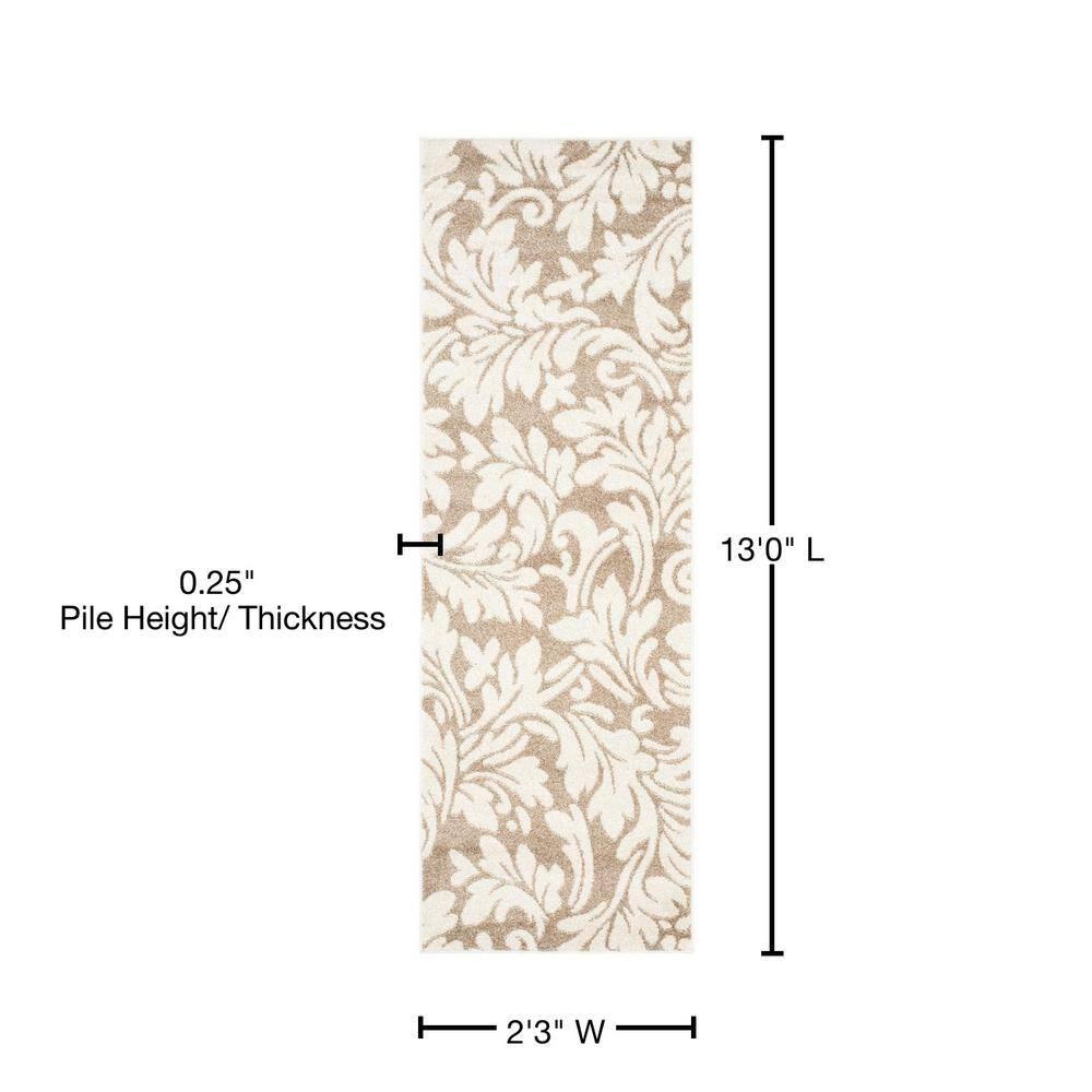 Amherst AMT425 Power Loomed Indoor Runner Rug - Wheat/Beige - 2'3"x13' - Safavieh