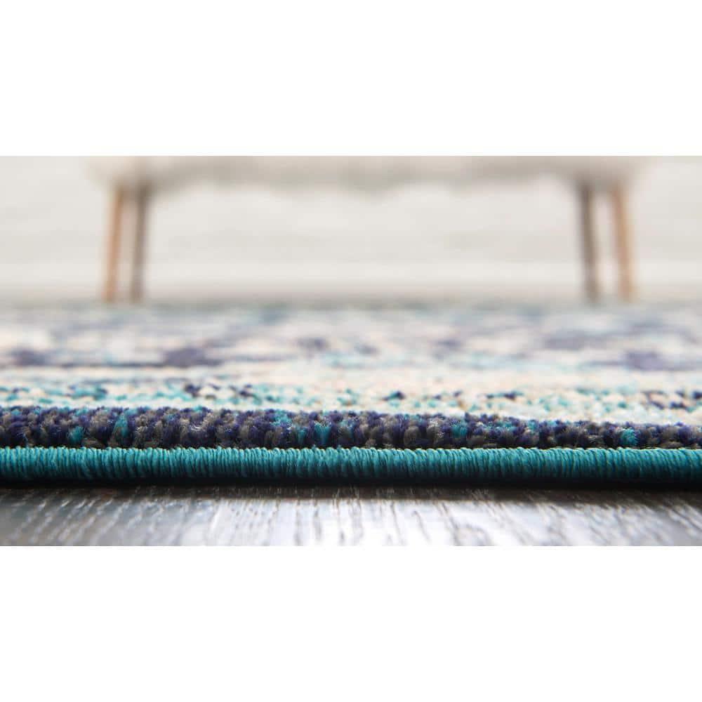 Unique Loom Penrose Collection Area Rug - Krystle (10'  x 14' 1" Rectangle Navy Blue/Beige)