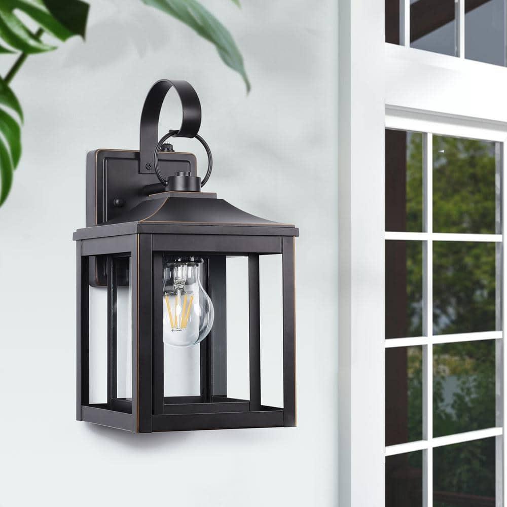 LamQee 1-Light 13"H Aluminum Outdoor Wall Lantern with Dusk to Dawn